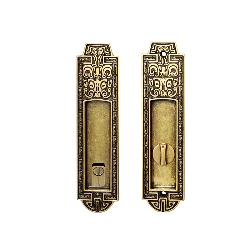 Brass Material Pocket Door Lock Cavity Conceal Mute Cylinder Sliding Bathroom Door Lock Barn Copper Door Lock C02 Open by Coin