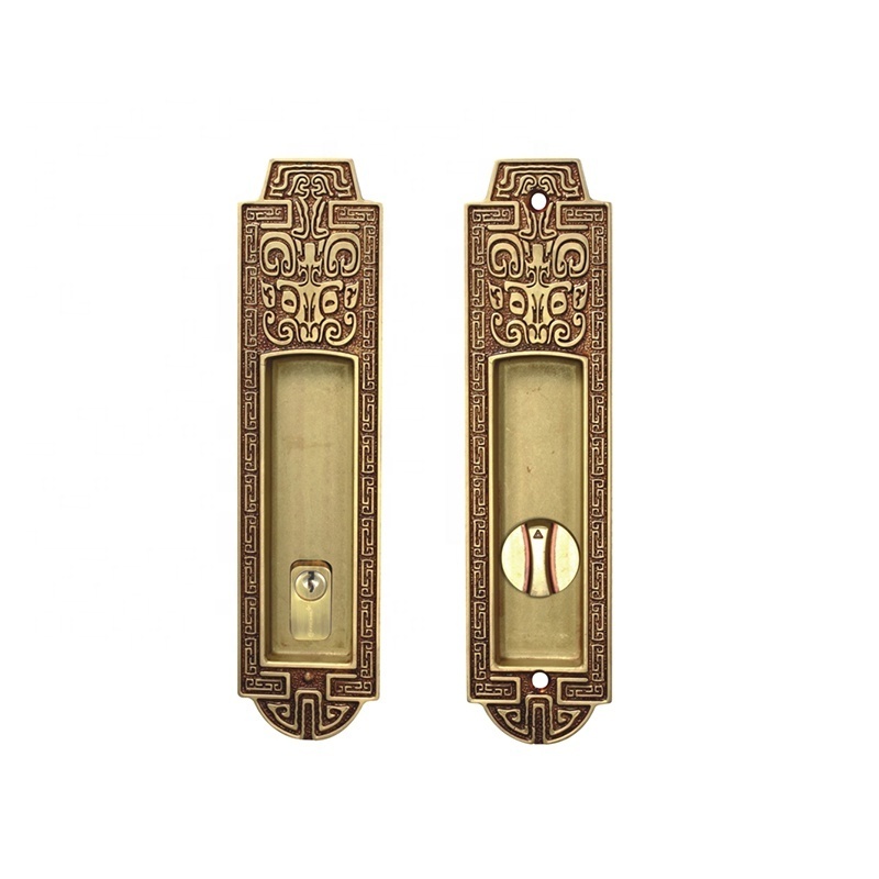 Brass Material Pocket Door Lock Cavity Conceal Mute Cylinder Sliding Bathroom Door Lock Barn Copper Door Lock C02 Open by Coin