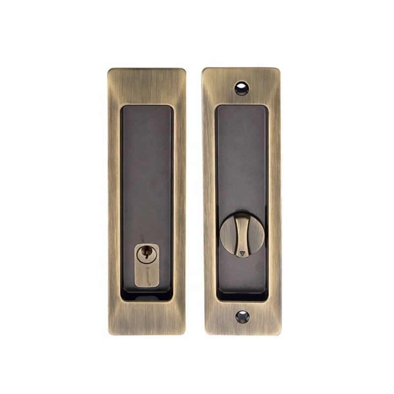 High Quality Cylinder Slide Door Lock Zinc Alloy Pocket Cavity Lock Sliding Barn Door Lock for Bathroom in Black Color