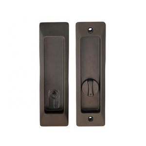 High Quality Cylinder Slide Door Lock Zinc Alloy Pocket Cavity Lock Sliding Barn Door Lock for Bathroom in Black Color