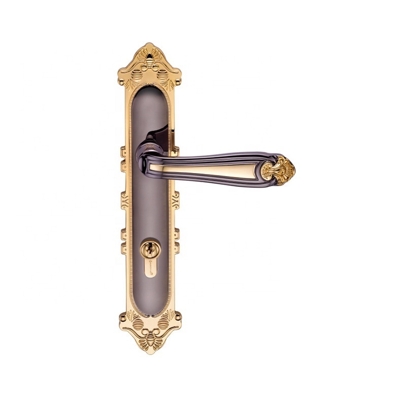 ARCHIE Zinc Alloy door handles Luxury Antique Entrance One Long Plate Lock Door Mortise Lever Handle Lock