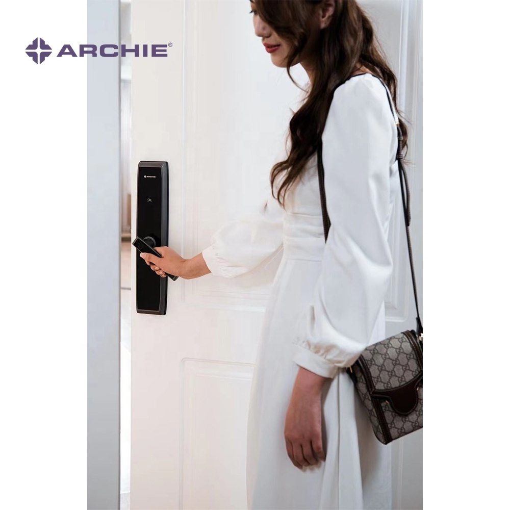 ARCHIE Low Power Alarm Smart Handle Lock Fingerprint Electronic Door Lock Smart With Key