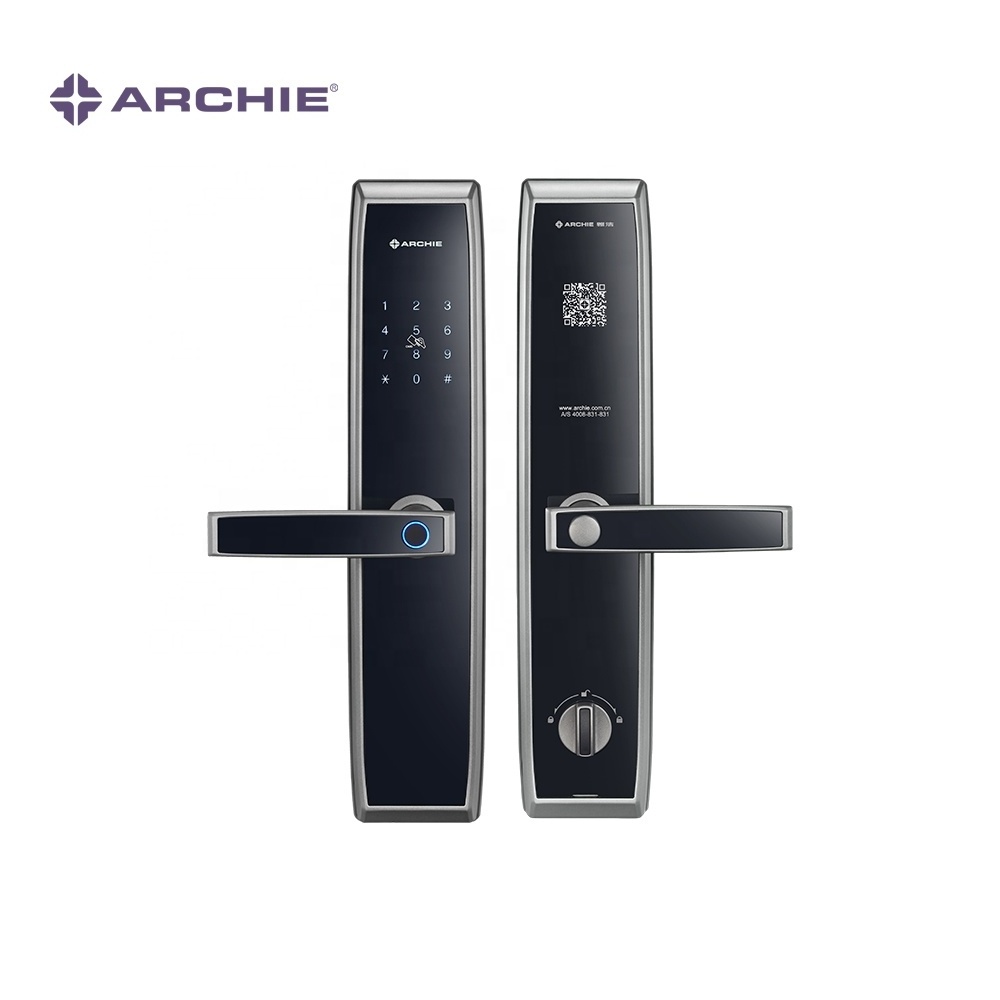 ARCHIE Low Power Alarm Smart Handle Lock Fingerprint Electronic Door Lock Smart With Key