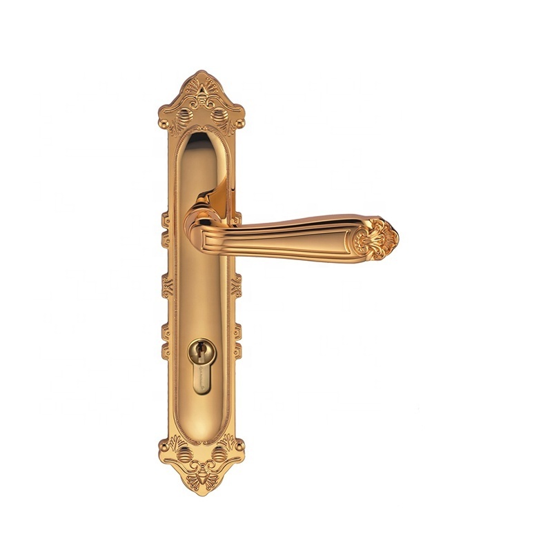 ARCHIE Zinc Alloy door handles Luxury Antique Entrance One Long Plate Lock Door Mortise Lever Handle Lock