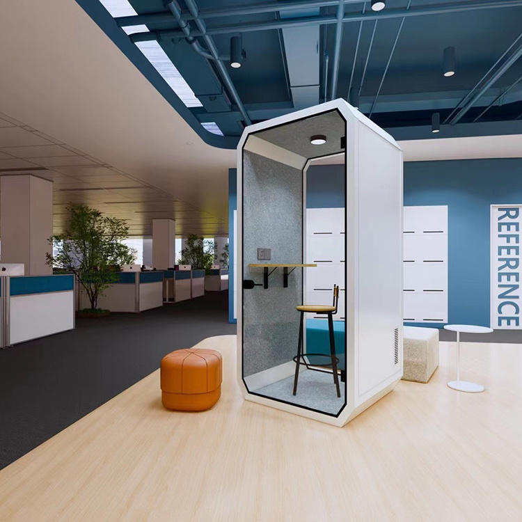 Movable silence modular office phone booth noise portable interior sliding doors glazed door soundproof room meeting pod