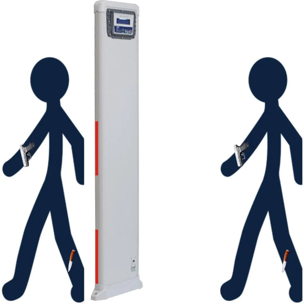 Single pole walk through metal detectors