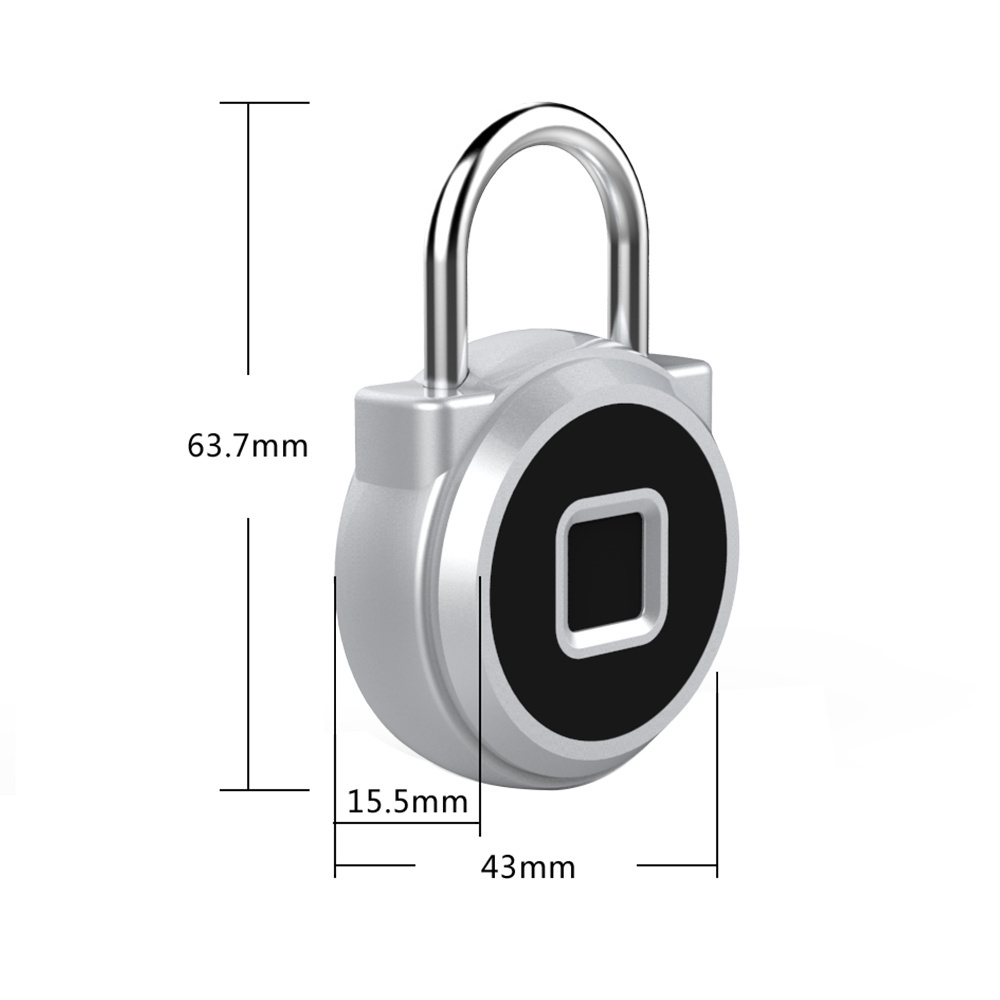 Zinc Alloy Chargeable Keyless  Smart Arrival Cute Metal P65 Waterproof Security Fingerprint Safety Padlock