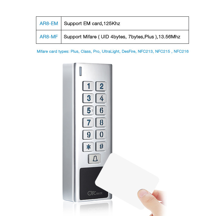 Waterproof IP67 13.56mhz IC card NFC reader wiegand 26  37 RFID keypad access control reader