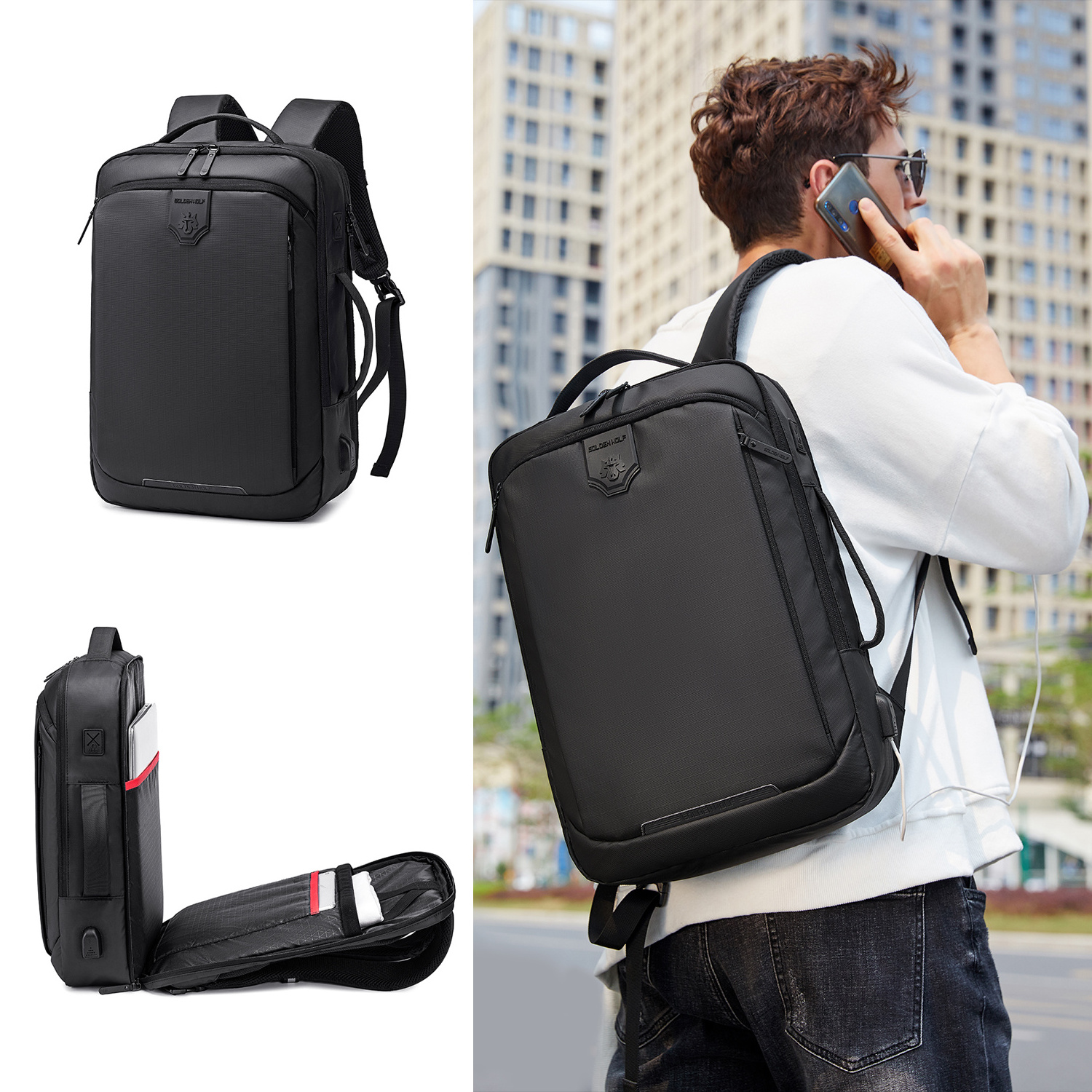 Waterproof backpack custom laptop bag with USB charging port men's backpack bag large capacity backpack travel bagpack Mochila.