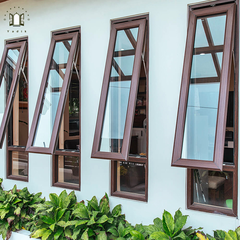 American style villa loft hurricane proof tempered glass aluminium top hung awning windows