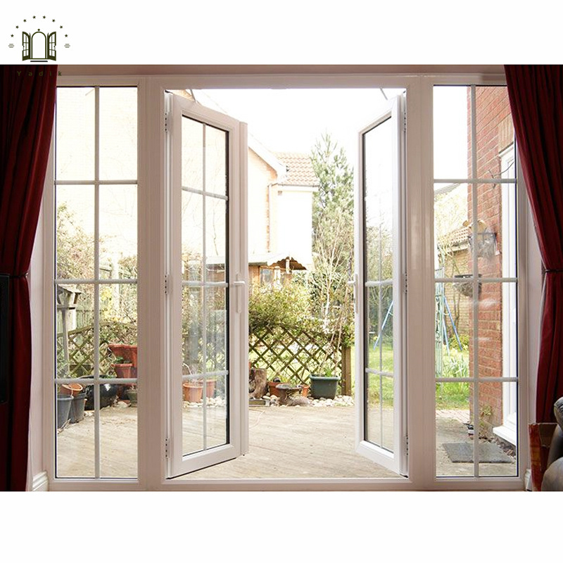 French style aluminium frame tempered glass soundproof casement patio door