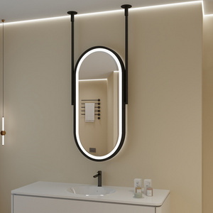 New design hotel ceiling oval hanging aluminum alloy smart mirror with led light