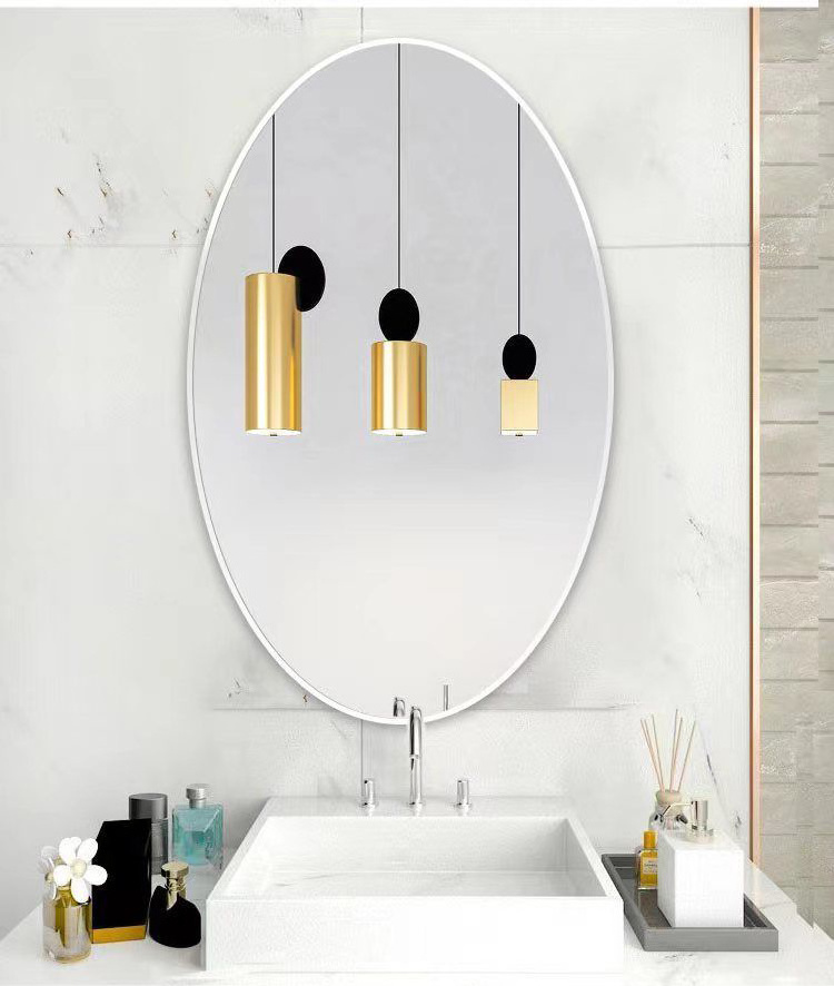 Factory direct sales aluminum alloy framed wall-mounted no-punch bathroom vanity mirror