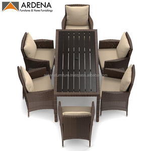 Cheap Ardena Patio 6 Rattan Chair Dining Tables Set Outdoor Furniture Garden Set Contemporary for Hotel or Resort Villa Leisure