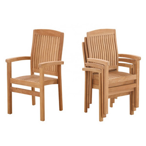 Unique Design Wood Teak Marley Stacking Chair Outdoor Garden Park Patio Furniture Indonesia