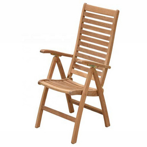 Modern Solid Wood Teak Rinjani Reclining Folding Chair 5 Positions Outdoor Garden Park Patio Furniture Indonesia