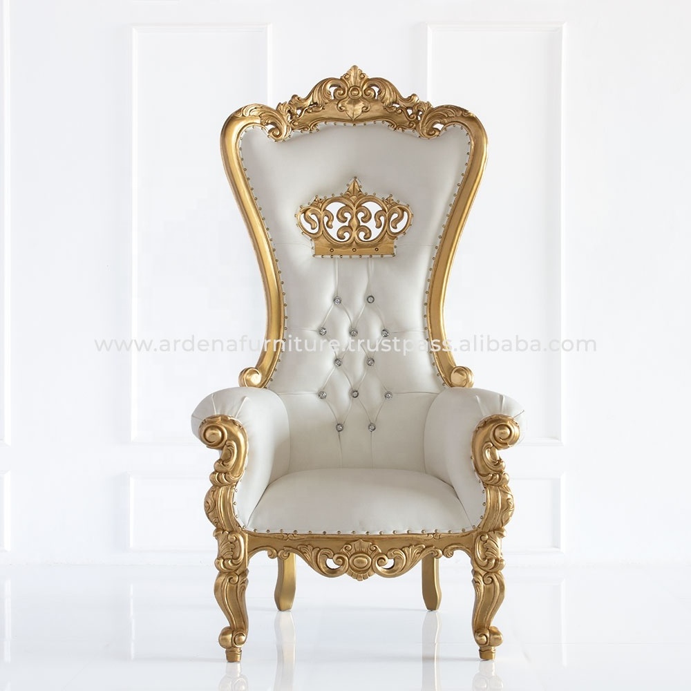 High-Durable Commercial Wood Throne Crown Chair Classic Antique French Style for Banquet Event Hotel Wedding Party Furniture