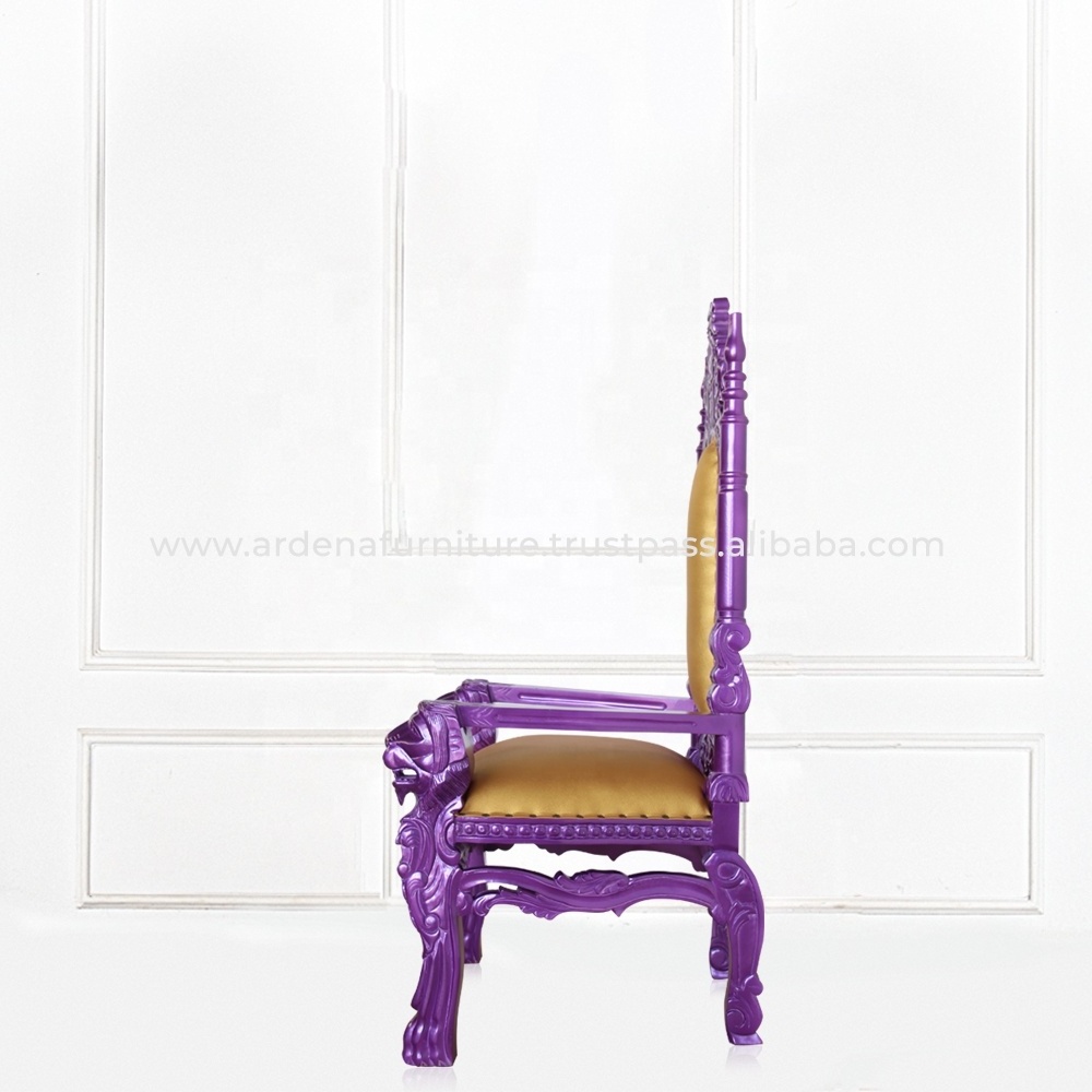 Leisure Wedding Chairs Wooden Kids Throne Chairs for Events Purple Gold for Living Room Furniture Villa Hall Events Party Use