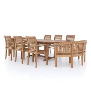 Ardena Modern Teak Wood Garden Benches Dining Room Set for Restaurant Use for Exterior and Park Applications