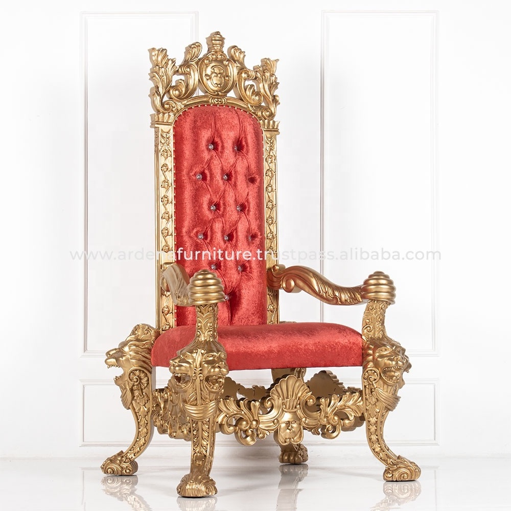 Luxurious Red Chair Santa Claus Throne Chair Leisure Chair Living Room Furniture Livingroom Furniture Wooden Antique Gold Red