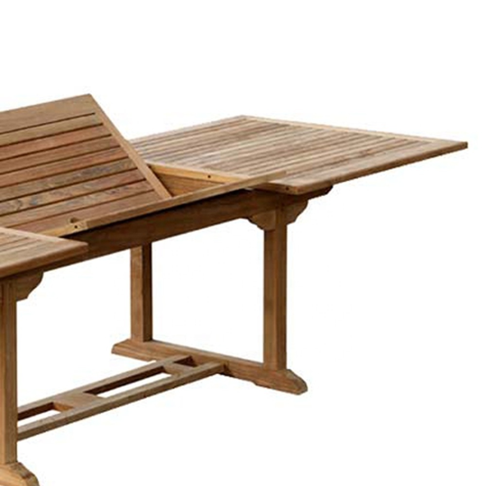 Miraculous Durable Teak Recta Single Extend Table Modern Design Teak Wood Furniture for Hotel Patio Dining and Park Use