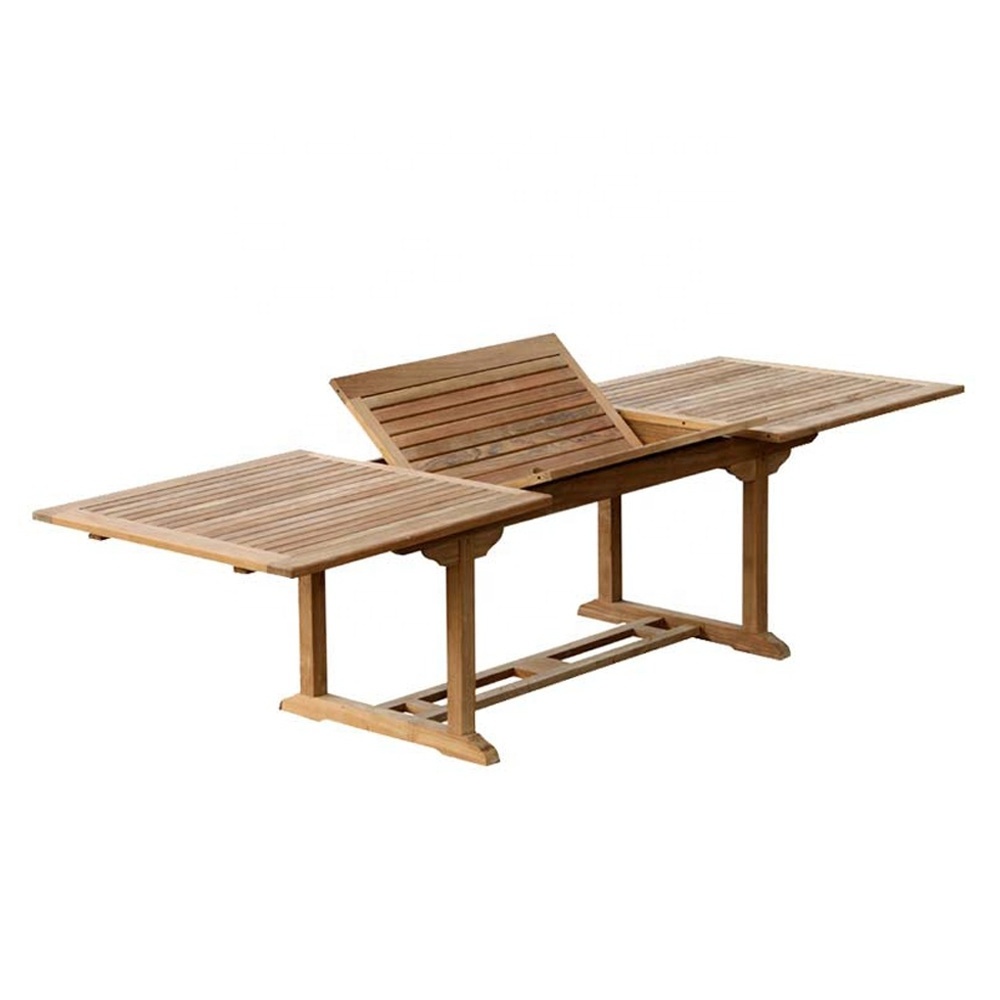 Miraculous Durable Teak Recta Single Extend Table Modern Design Teak Wood Furniture for Hotel Patio Dining and Park Use