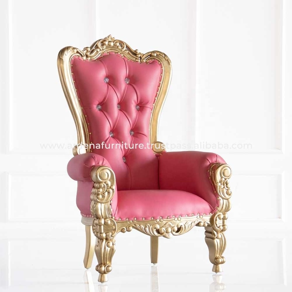 Luxury Royale Antique Solid Wood Wedding Kids King Throne Chair for Banquet Hotel Commercial Furniture at a Cheap Price