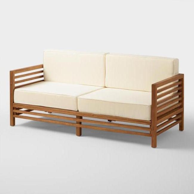 Modern Leisure Style Daybed Outdoor Wooden Cushion Chair Garden Sofa for Hotel Patio Villa Beach Living Room Park Courtyard