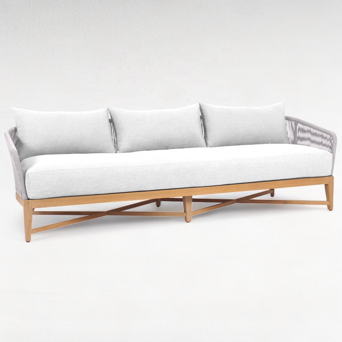 Modern garden sofa three-seater comfortable outdoor furniture cozy wooden chair made in Indonesia