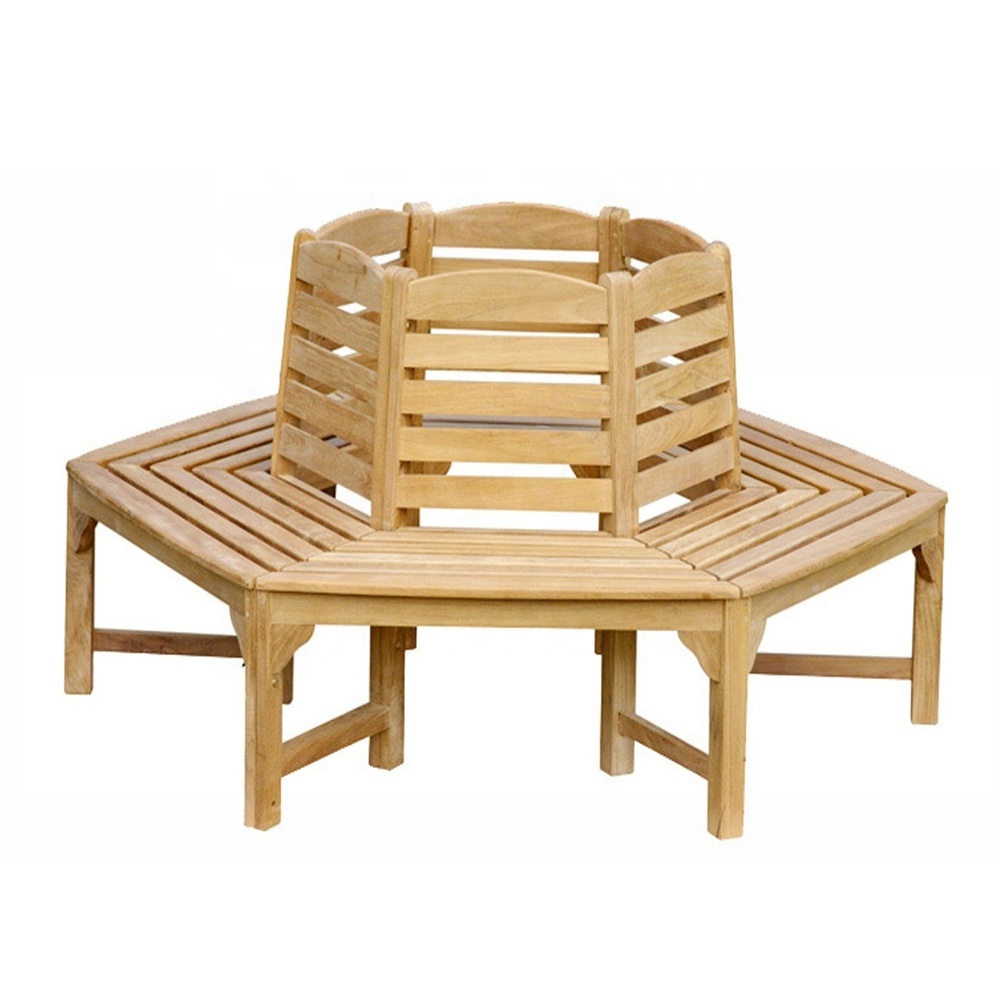 Top Quality Antique Durable Teak Octagonal Tree Benches Outdoor Garden Bench Solid Wood Villa Patio Benches Furniture