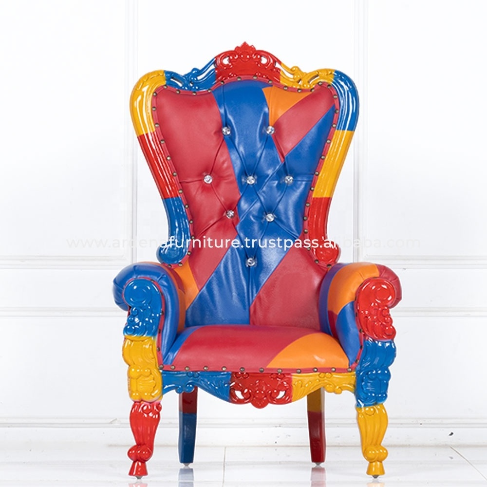 Hot Sale Modern Indonesian Leather Sofa Single Seater Kids Throne Chairs for Banquet Wedding Event for Hotel Living Room