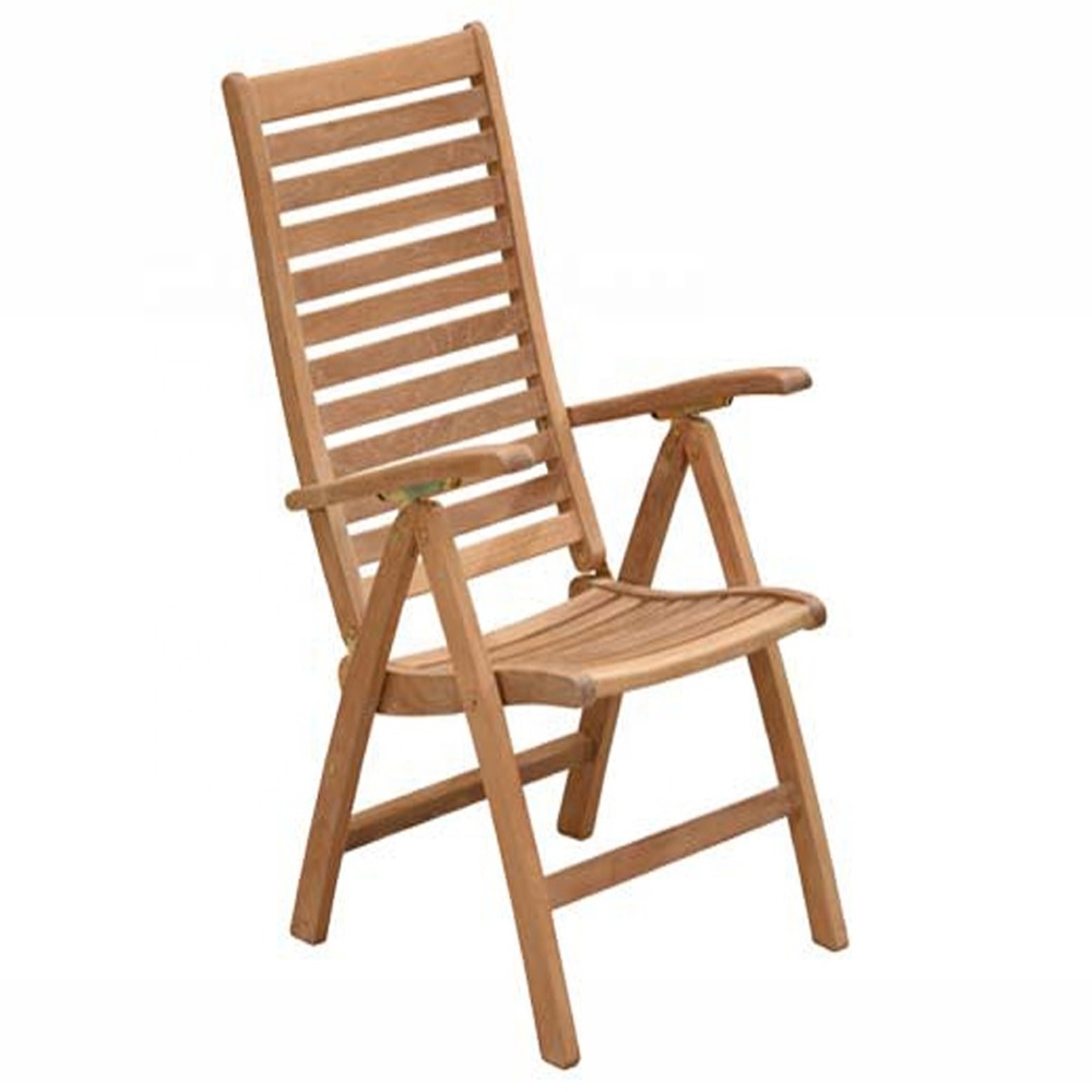 Modern Solid Wood Teak Rinjani Reclining Folding Chair 5 Positions Outdoor Garden Park Patio Furniture Indonesia