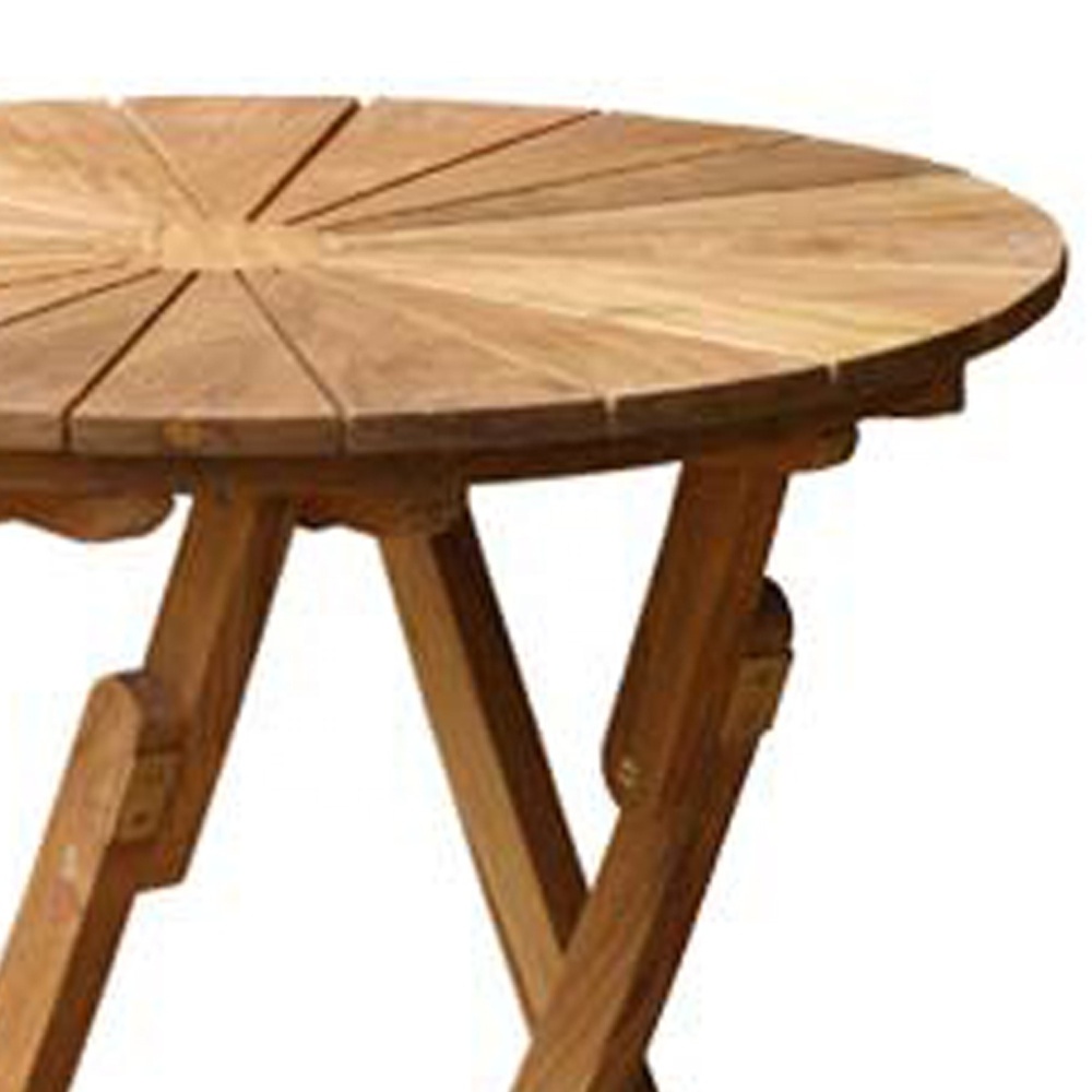 Wholesale Cheap Price Teak Wood Folding Round Dining Tables Outdoor Garden Park Patio Furniture Restaurant Beach Use Indonesia