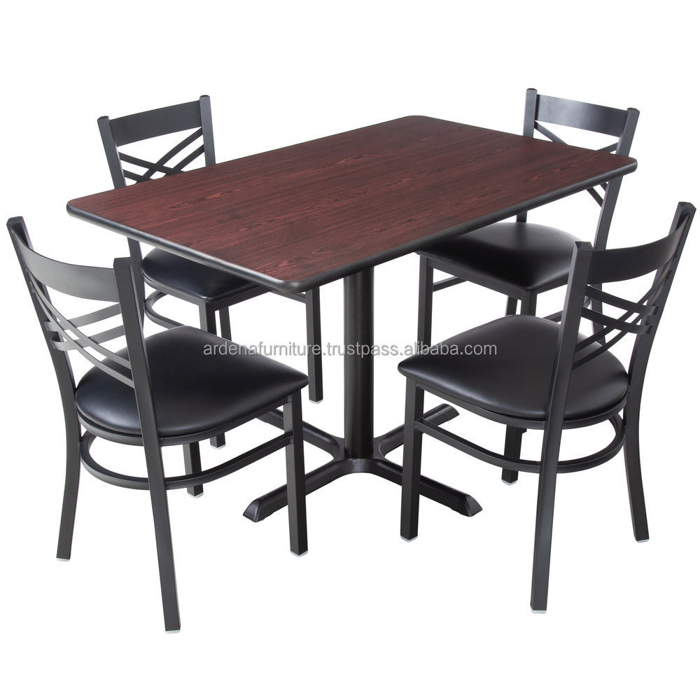 Restaurant Table and Seating Set Standard Height Dining Table Set Black Comfortable Black Cross Back Chair