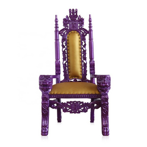 Leisure Wedding Chairs Wooden Kids Throne Chairs for Events Purple Gold for Living Room Furniture Villa Hall Events Party Use