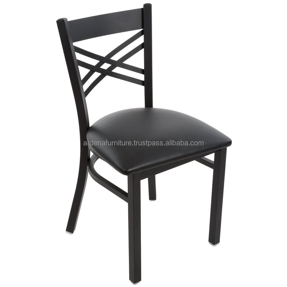 Restaurant Table and Seating Set Standard Height Dining Table Set Black Comfortable Black Cross Back Chair