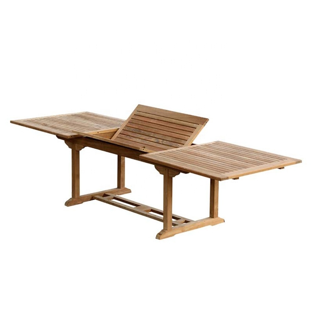 Miraculous Durable Teak Recta Single Extend Table Modern Design Teak Wood Furniture for Hotel Patio Dining and Park Use