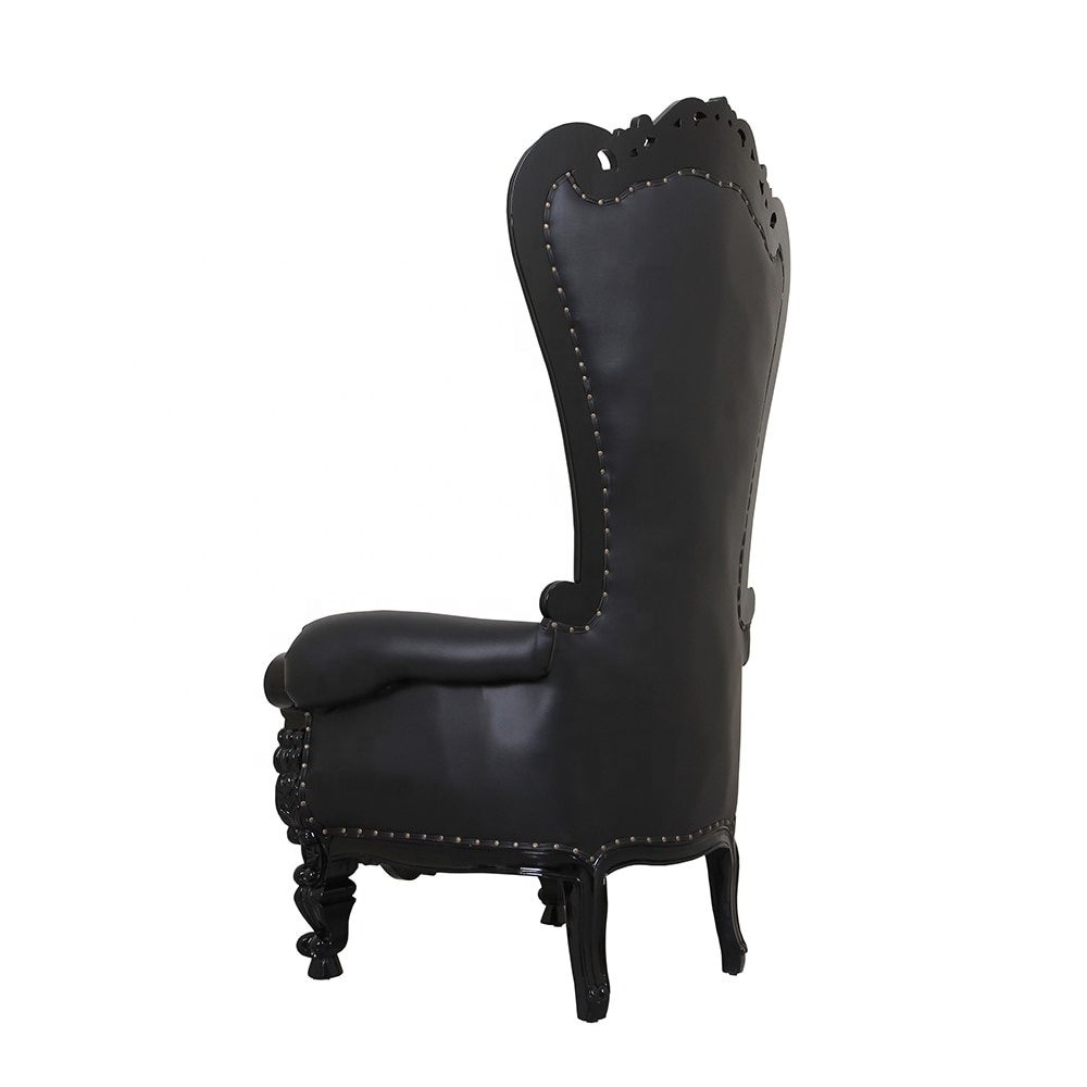 Elegant Black High Back King Throne Chair Black Leather High Back Luxury Wedding Throne Chair For Sale