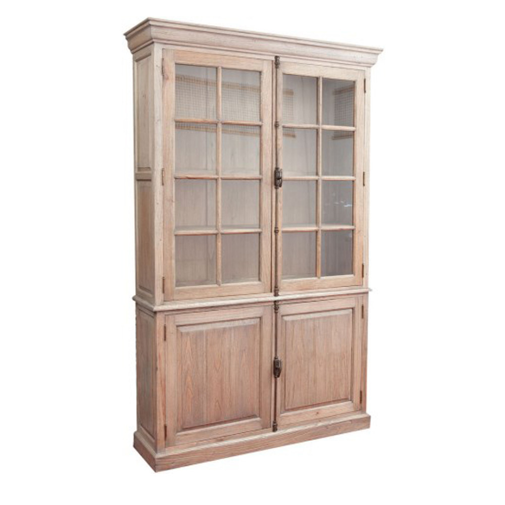 Antique Wooden Kitchen Cabinets with Glass Top Door for Living Room Warehouse Kitchen School Workshop