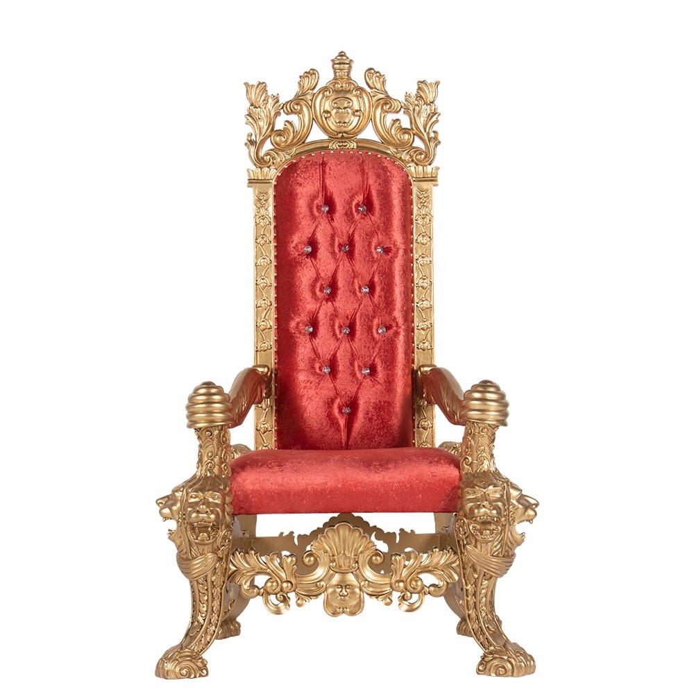 Luxurious Red Chair Santa Claus Throne Chair Leisure Chair Living Room Furniture Livingroom Furniture Wooden Antique Gold Red