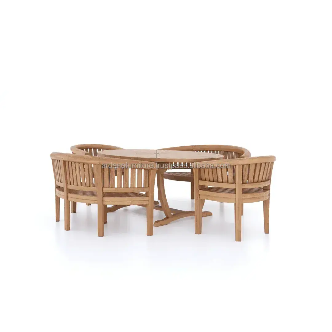 Dining Room Set Modern Teak Wood Patio Benches Dining Tables for Restaurant Use for Exterior and Park Applications