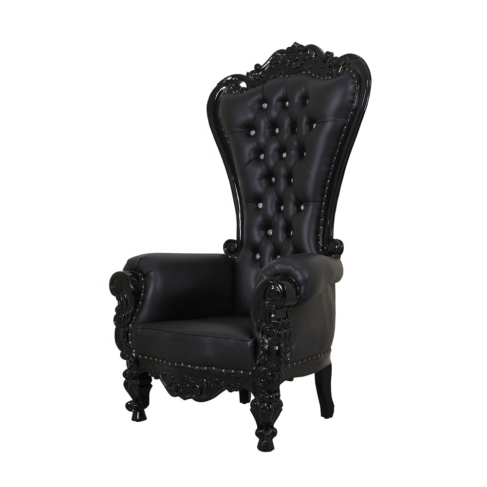 Elegant Black High Back King Throne Chair Black Leather High Back Luxury Wedding Throne Chair For Sale