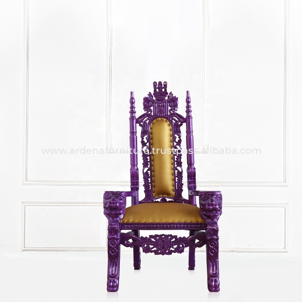 Leisure Wedding Chairs Wooden Kids Throne Chairs for Events Purple Gold for Living Room Furniture Villa Hall Events Party Use