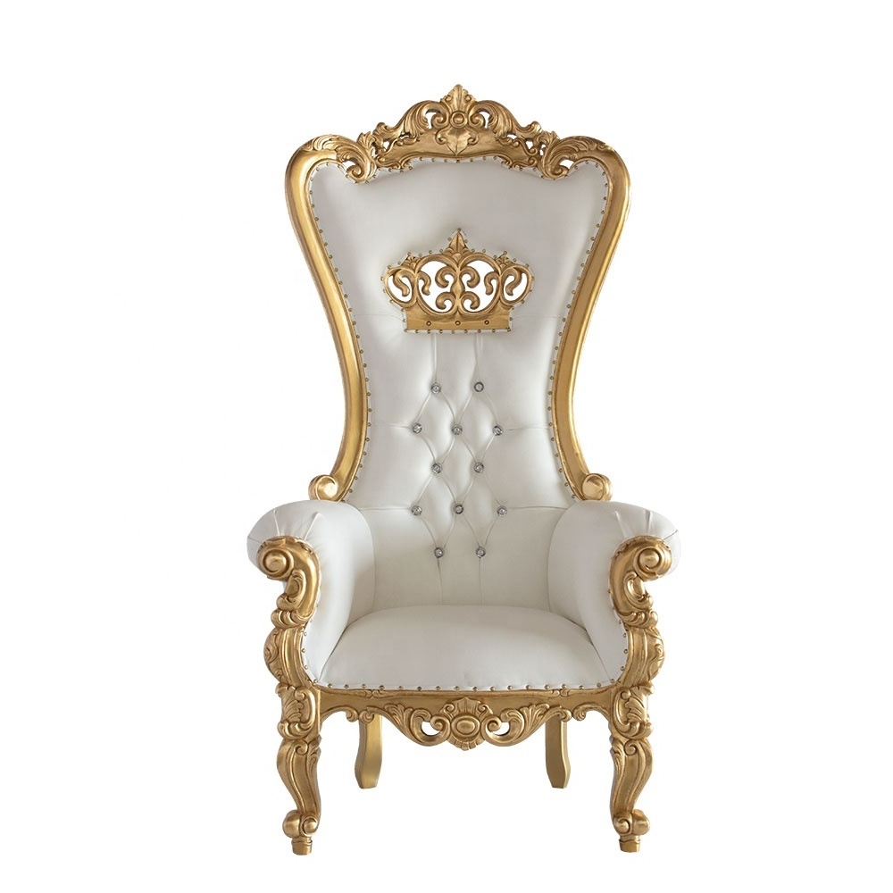 High-Durable Commercial Wood Throne Crown Chair Classic Antique French Style for Banquet Event Hotel Wedding Party Furniture