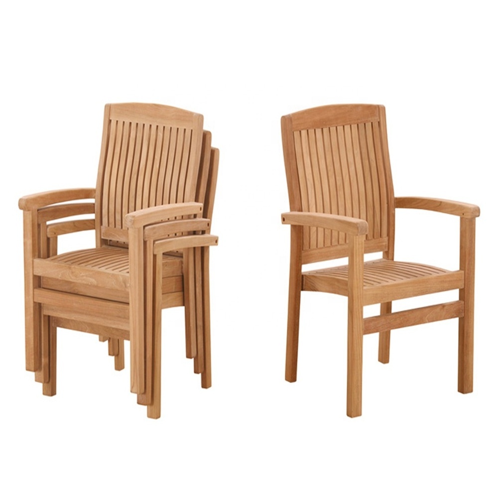 Unique Design Wood Teak Marley Stacking Chair Outdoor Garden Park Patio Furniture Indonesia