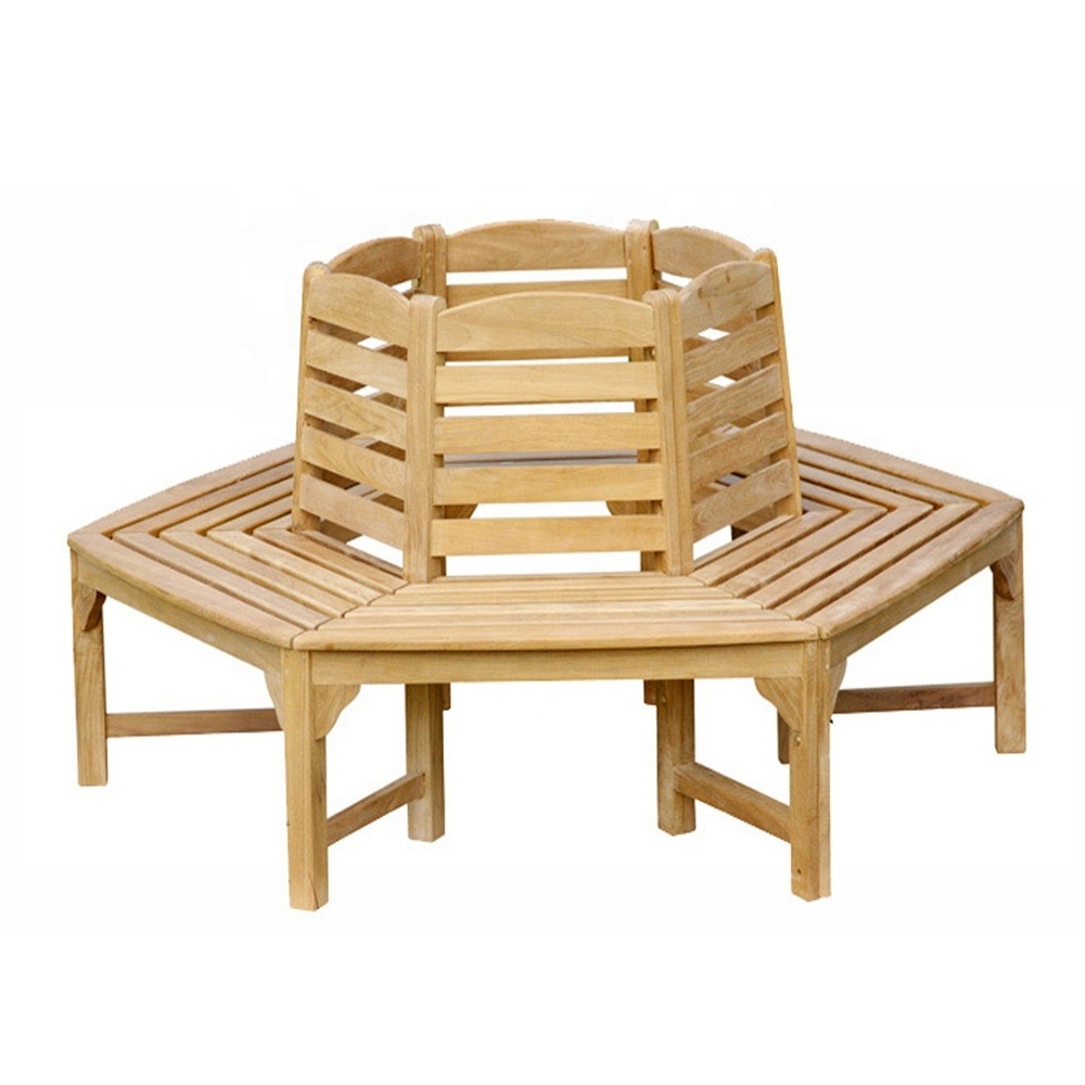 Top Quality Antique Durable Teak Octagonal Tree Benches Outdoor Garden Bench Solid Wood Villa Patio Benches Furniture