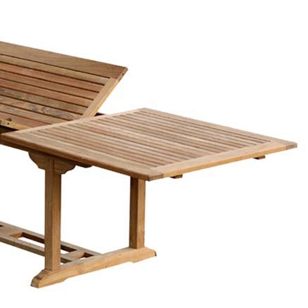 Miraculous Durable Teak Recta Single Extend Table Modern Design Teak Wood Furniture for Hotel Patio Dining and Park Use