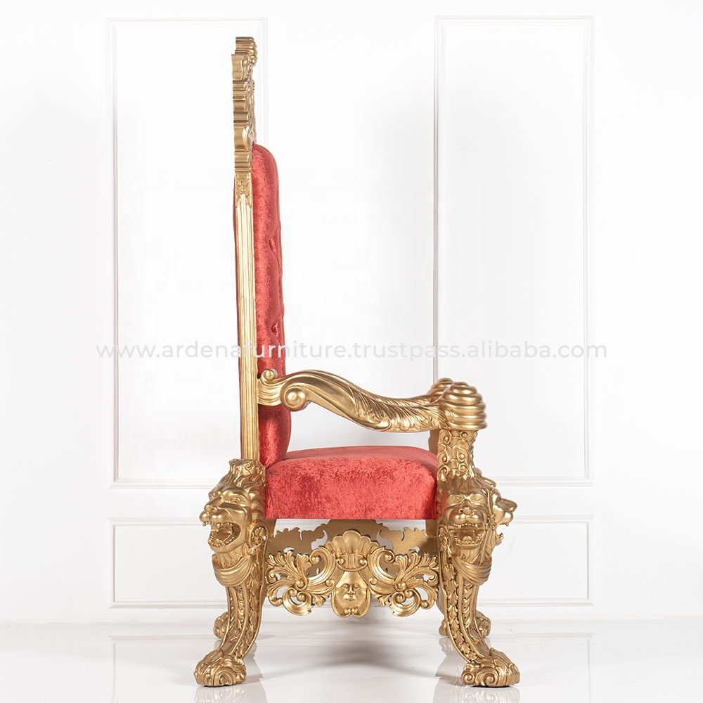 Luxurious Red Chair Santa Claus Throne Chair Leisure Chair Living Room Furniture Livingroom Furniture Wooden Antique Gold Red