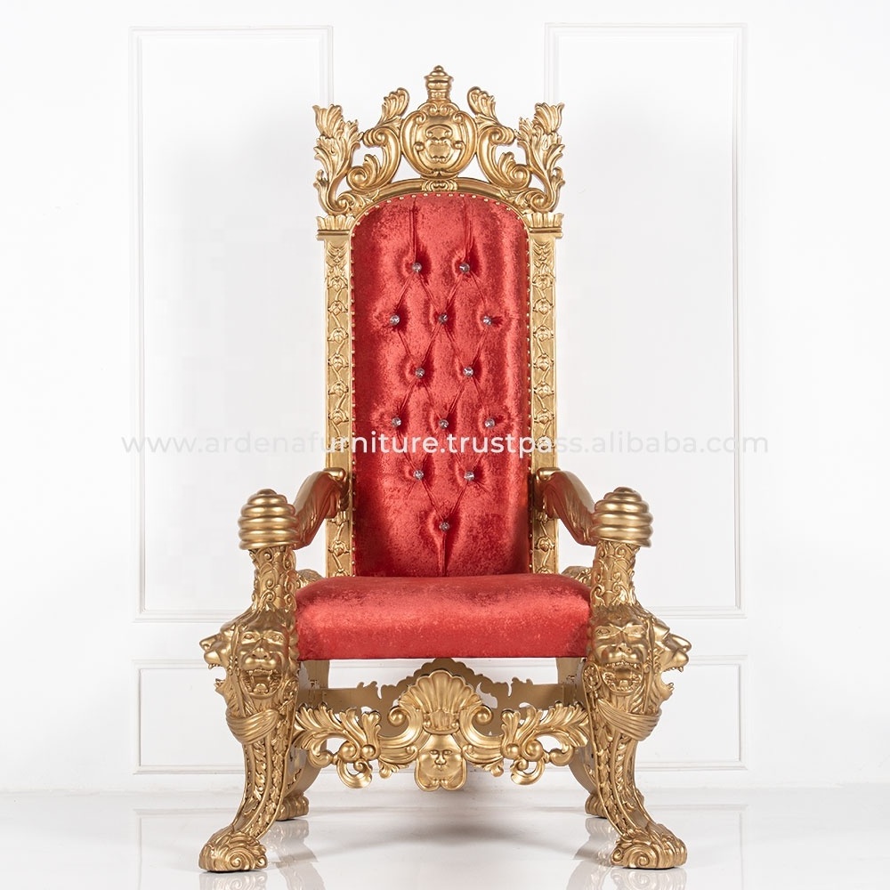 Luxurious Red Chair Santa Claus Throne Chair Leisure Chair Living Room Furniture Livingroom Furniture Wooden Antique Gold Red