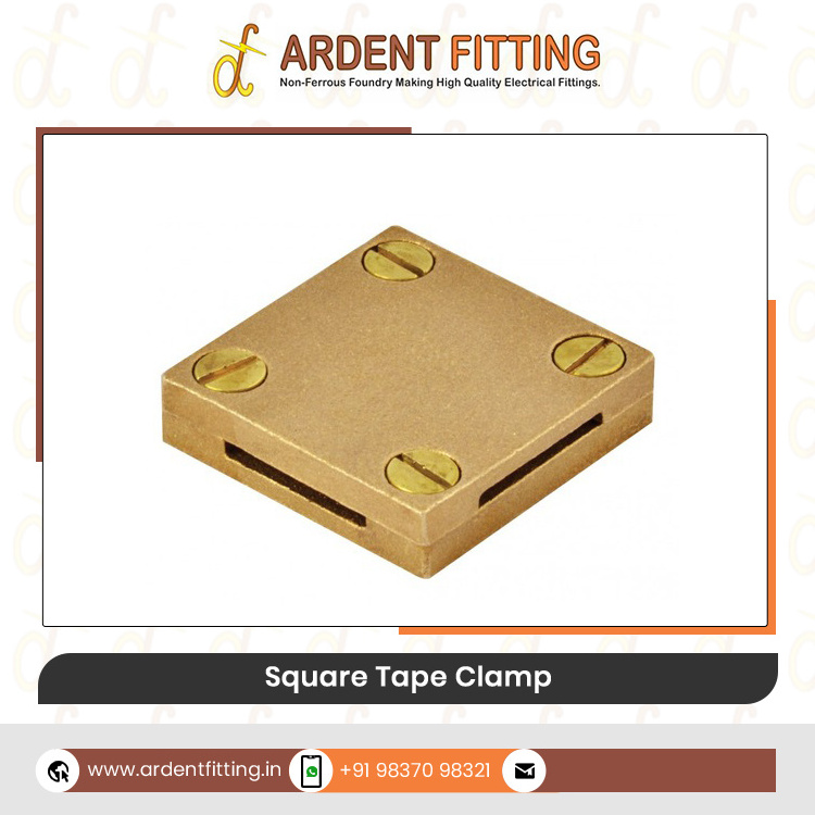 Customized Electroplating Color 50x6 Brass Square Clamp Flat Conductor Earth Tape Clamp for Earthing Protection